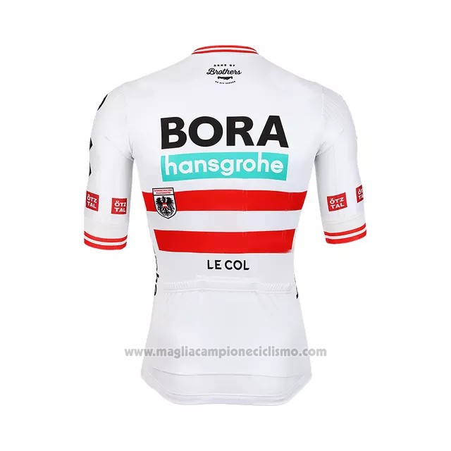 2022 Abbigliamento Ciclismo Bora-Hansgrone Rosso Bianco Manica Corta e Salopette